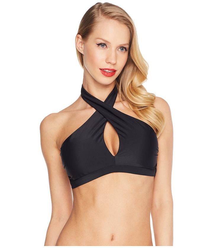 Unique Vintage - Cross Halter Lorelei Swim Top
