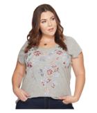 Lucky Brand - Plus Size Floral Embroidered Tee
