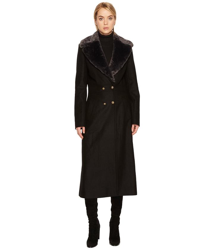 Just Cavalli - Faux Fur Collar Double Breasted Peacoat