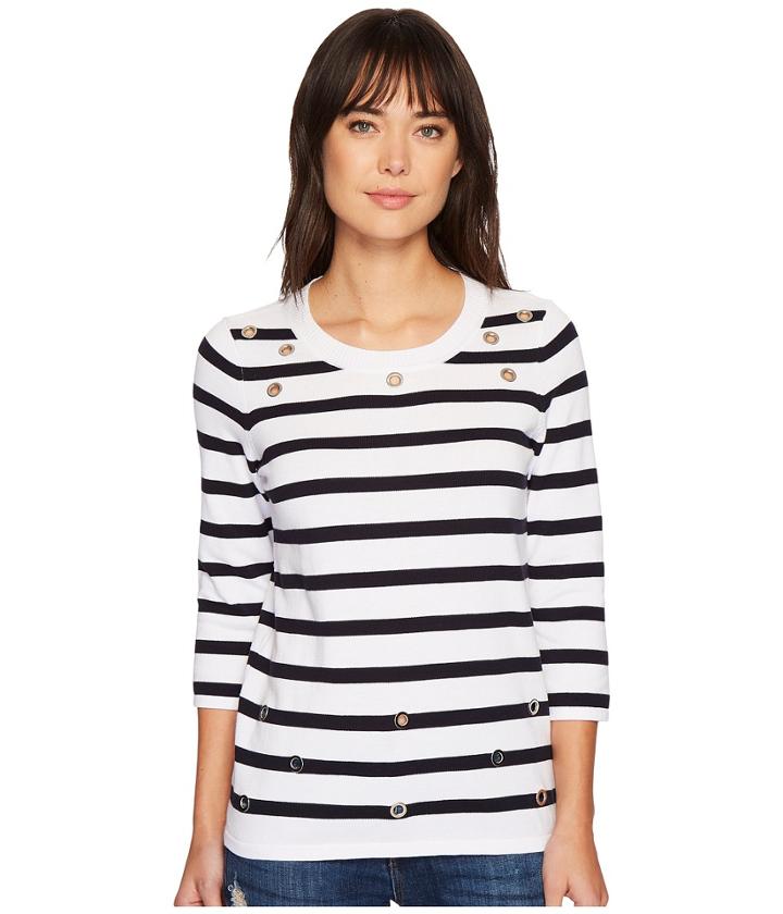 Tribal - 3/4 Sleeve Sweater With Eyelets
