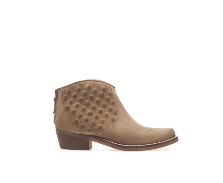 Zara Flat Studded Leather Ankle Boot