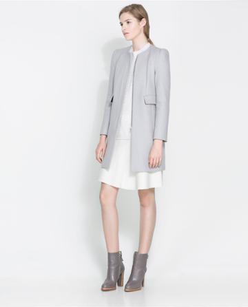 Zara Coat With Gathering On The Shoulder