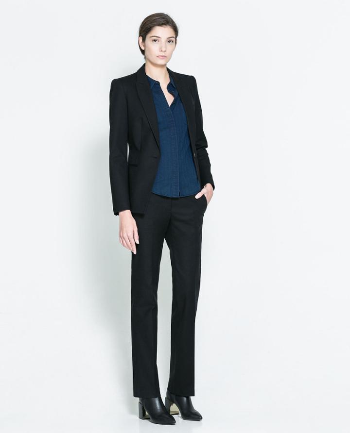 Zara Blazer With Piping On Pockets