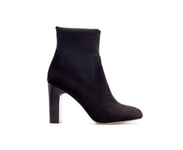Zara High Heel Leather And Neoprene Combination Ankle Boot