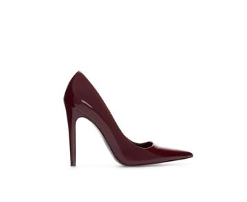 Zara High Heel Synthetic Patent Leather Court Shoe With Pointed Toe