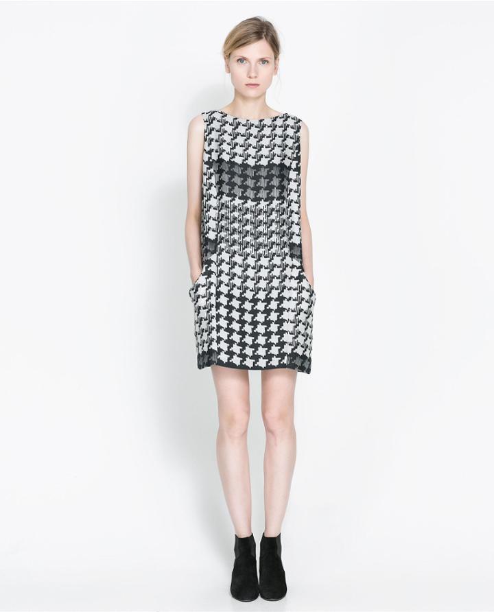 Zara Houndstooth Checked Dress
