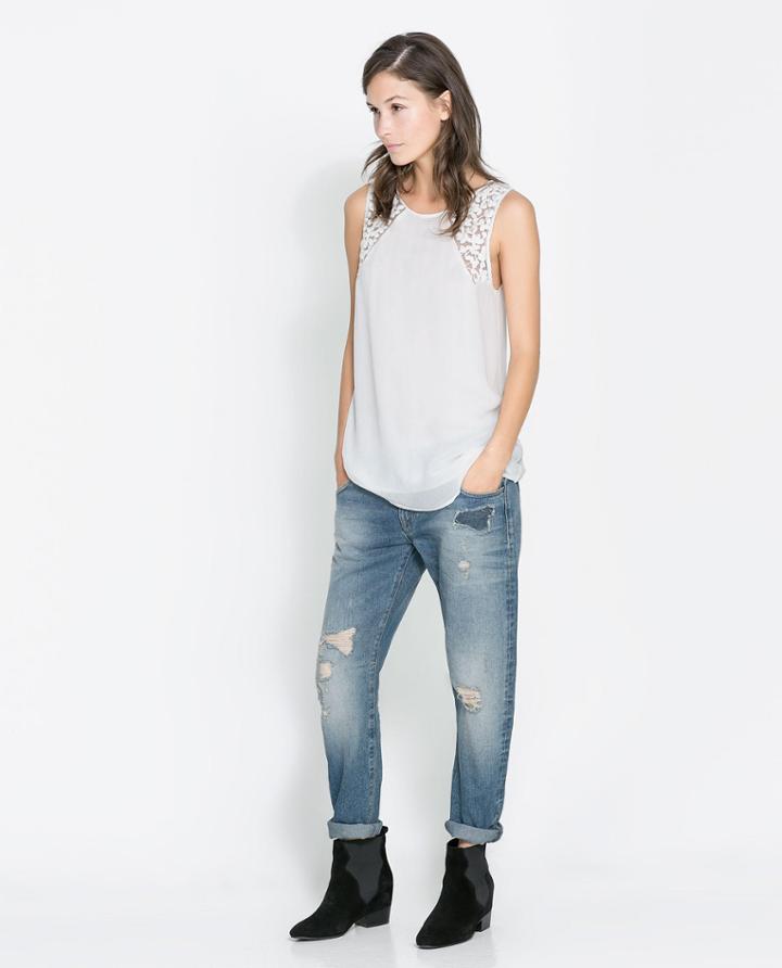 Zara Ripped Boyfriend Jeans