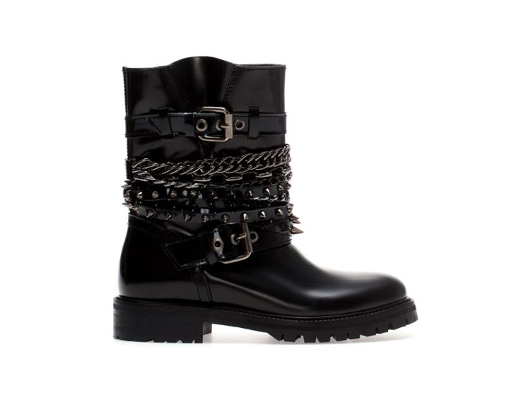 Zara Chains And Straps Ankle Boots
