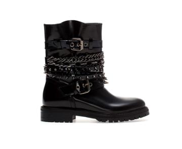 Zara Chains And Straps Ankle Boots