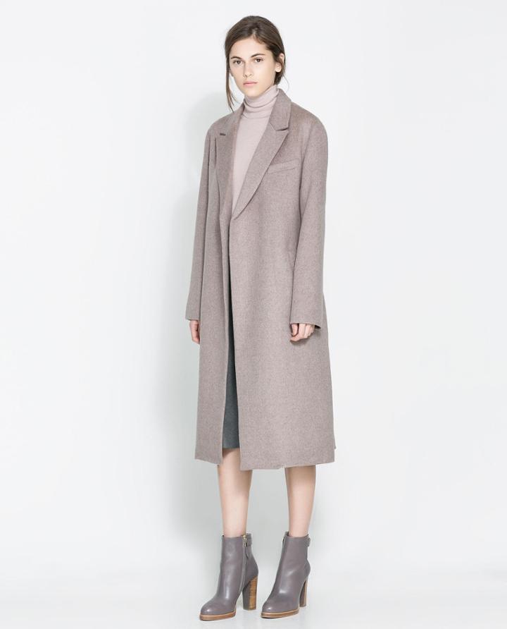 Zara Coat With Lapels And Belt