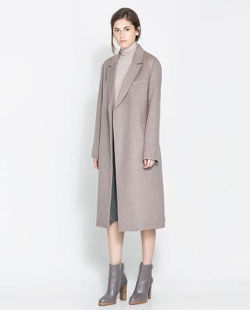 Zara Coat With Lapels And Belt