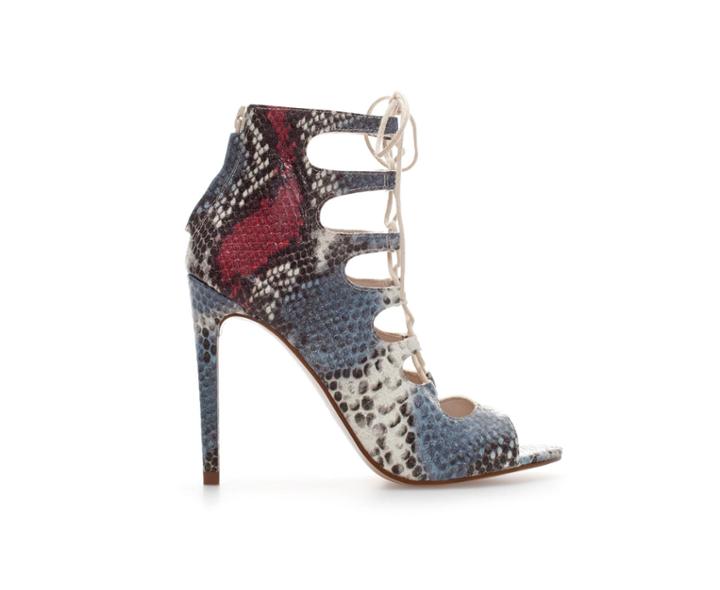 Zara Snakeskin Leather High Heel Ankle Boot