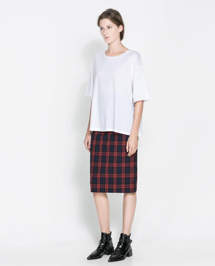 Zara Checked Pencil Skirt