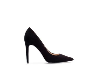 Zara Suede Leather High Heel Court Shoe With A Pointed Toe