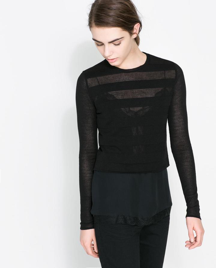 Zara Sweater With Sheer Stripe