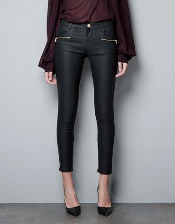 Coated Trousers With Zips