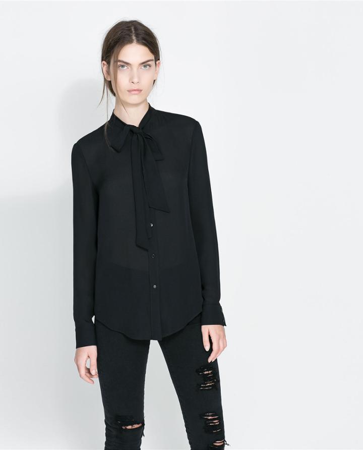 Zara Silk Blouse With Bow