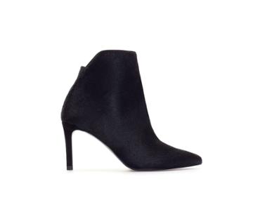 Zara Furry Leather High Heel Ankle Boot