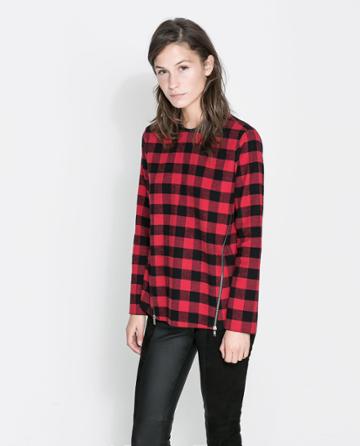 Zara Checkered Top With Zips