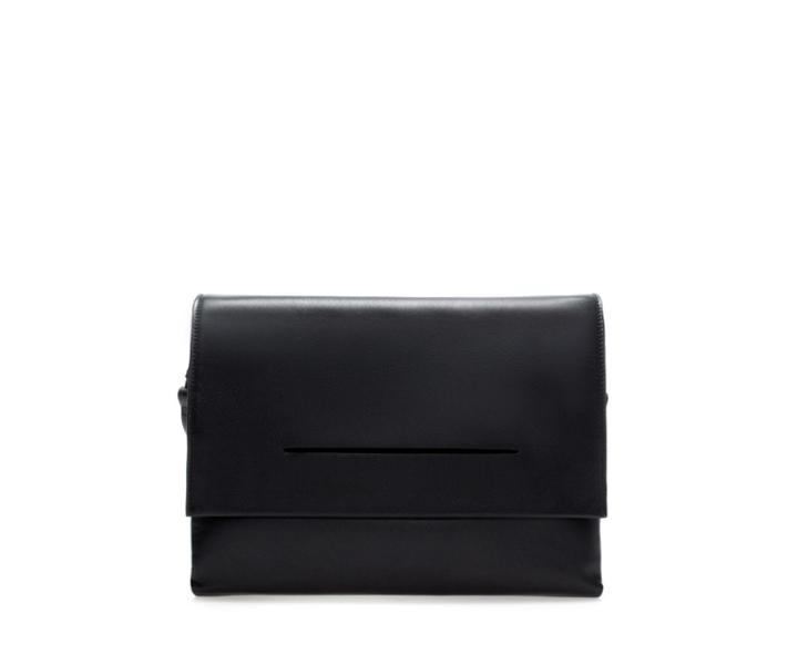 Zara Leather City Bag With Hand Slit Detail