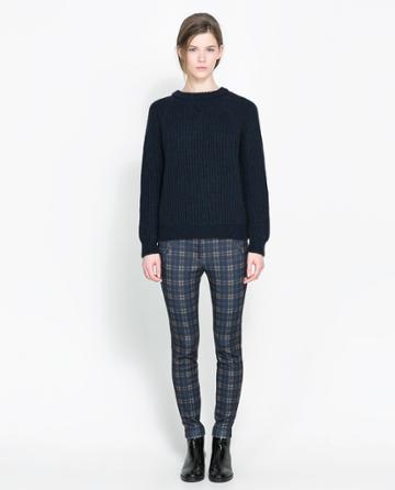 Zara Checked Trousers With Piping On Pocket