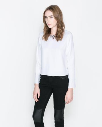 Zara Top With Rhinestone Necklace