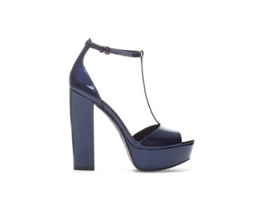 Zara High Heel Platform Synthetic Patent Leather Sandal