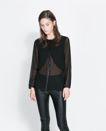 Zara Faux Leather Combination Blouse