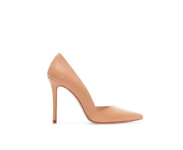 Zara Asymmetric Leather High Heel Court Shoe With Pointed Front
