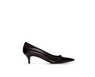 Zara Synthetic Patent Leather Court Shoe With Kitten Heel