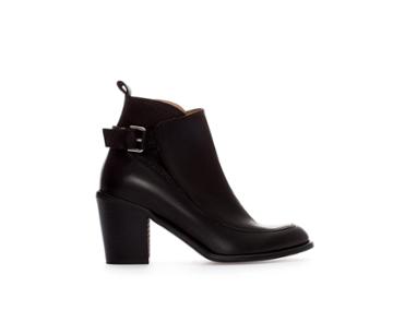 Zara High Heel Leather Ankle Boot With Buckle