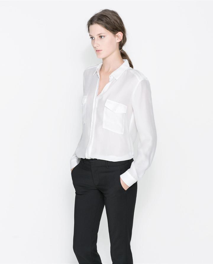 Zara Silk Shirt With Pockets