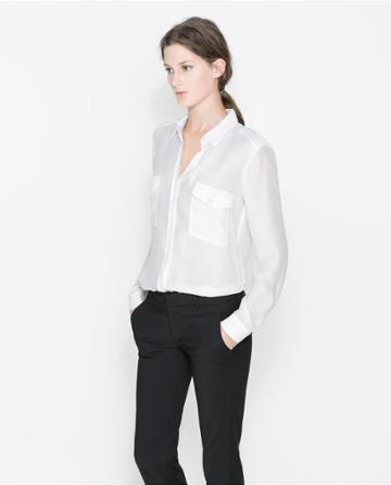 Zara Silk Shirt With Pockets