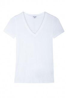 White Cotton V Neck Tshirt By Splendid