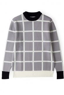 Grey Checked Grid Ribbed Neck Sweater By J W Anderson
