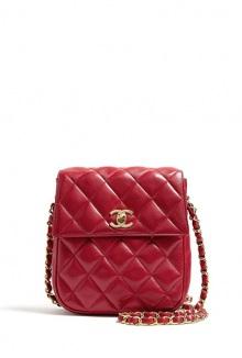 Red Leather Quilted Chanel Shoulder Bag By Rewind Vintage