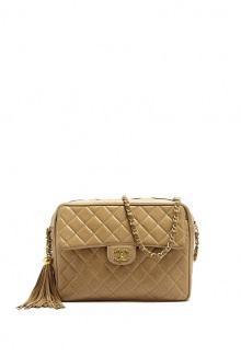 Quilted Beige Chanel Shoulder Bag By Chanel Vintage