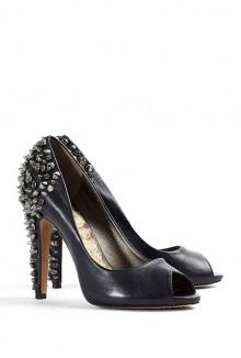 Black Lorissa Studded Heel Peeptoe Court Shoes By Sam Edelma