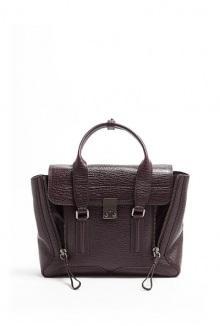 Burgundy Shark Embossed Leather Pashli Satchel By 3.1 Phillip Lim